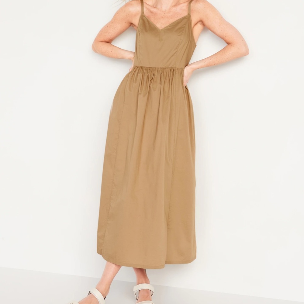 COPY - Cotton-Poplin Cami Maxi Swing Dress for Women - Camel